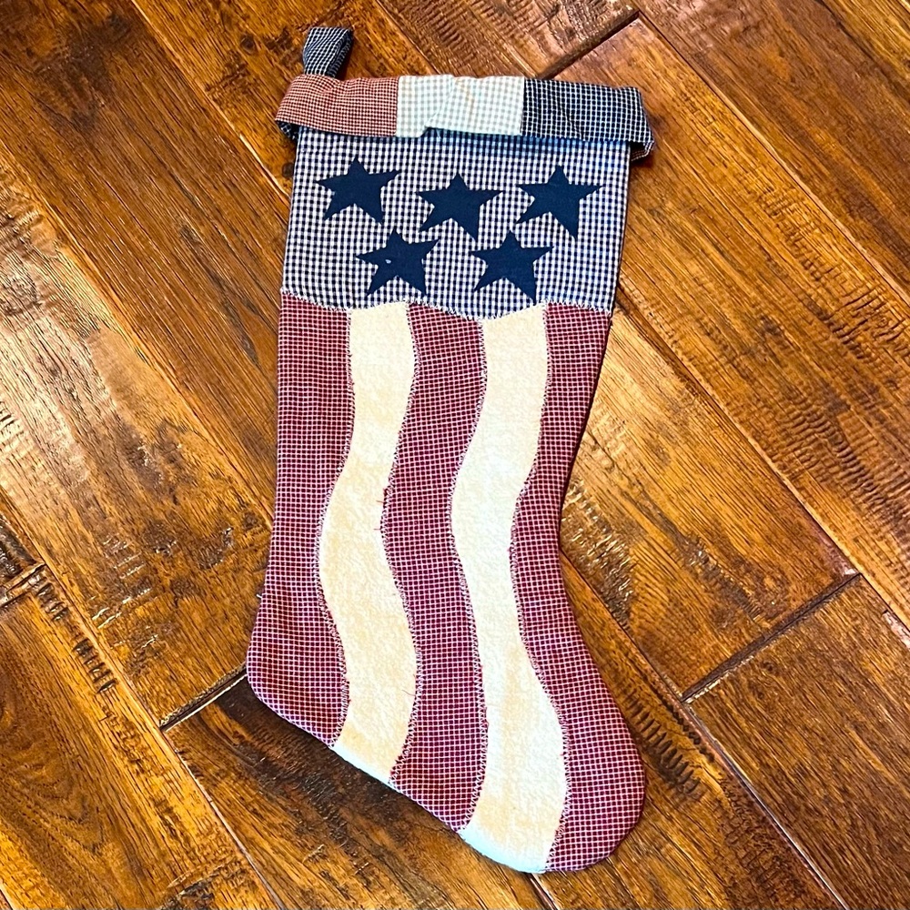 Patriotic Americana Holiday Stocking with Stars and Stripes